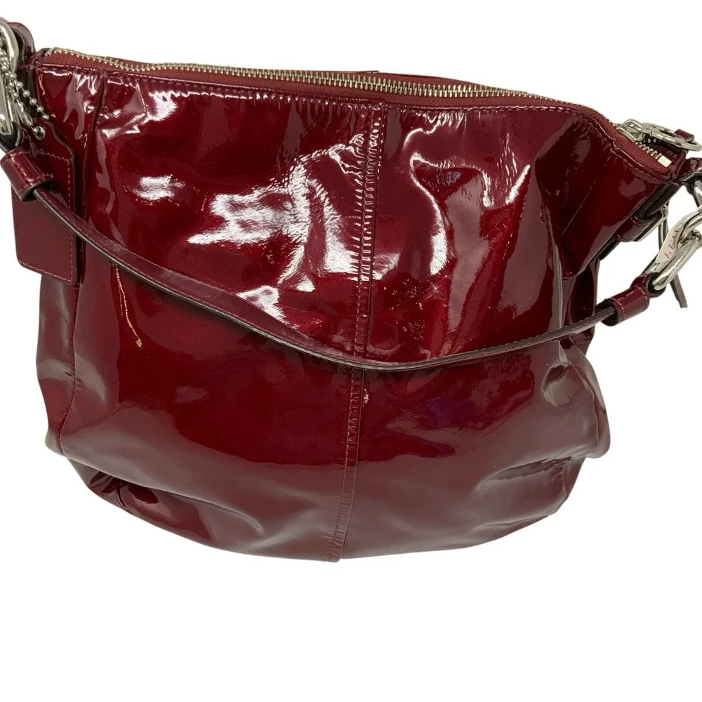 Coach Chelsea Ashlyn Hobo Shoulder Bag‎ Purse Wine Red Patent Leather F17861